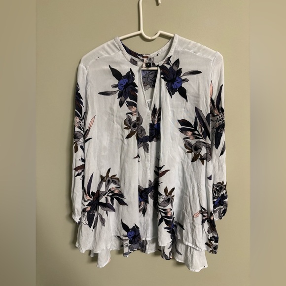 Free people White Combo Electric Orchid Tunic Tree Swing Top Size Small Floral - Picture 1 of 8